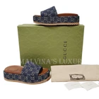 CHAUSSURES GUCCI ANGELINA GG SUPREME BLEU DENIM PLATEFORME SLIDE pointure 37,5 7,5