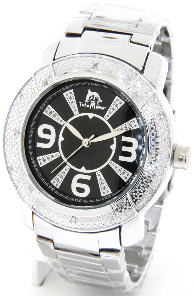 AQUA TECHNO MASTER MENS DIAMOND WATCH SILVER CASE METAL BAND  display picture 1