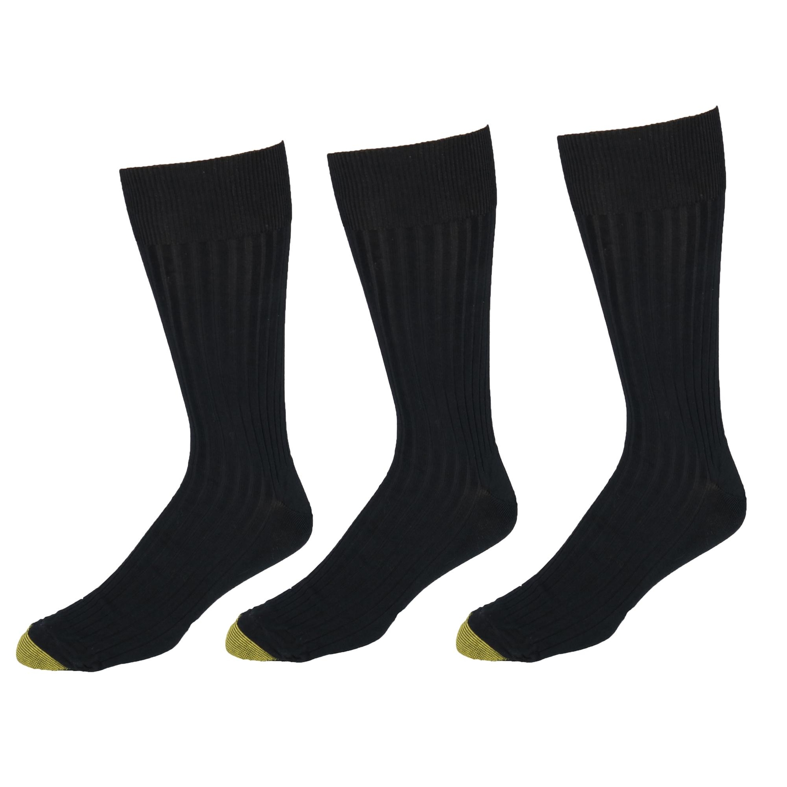 Gold+Toe+7853+Mens+Canterbury+Black+3pk+Extended+Size+Dress+Socks+1315