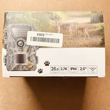 Trail Camera 2.7K HD, 28MP IP66 2.0” TFT-LCD Screen, IR Filter, PIR 90 Degree