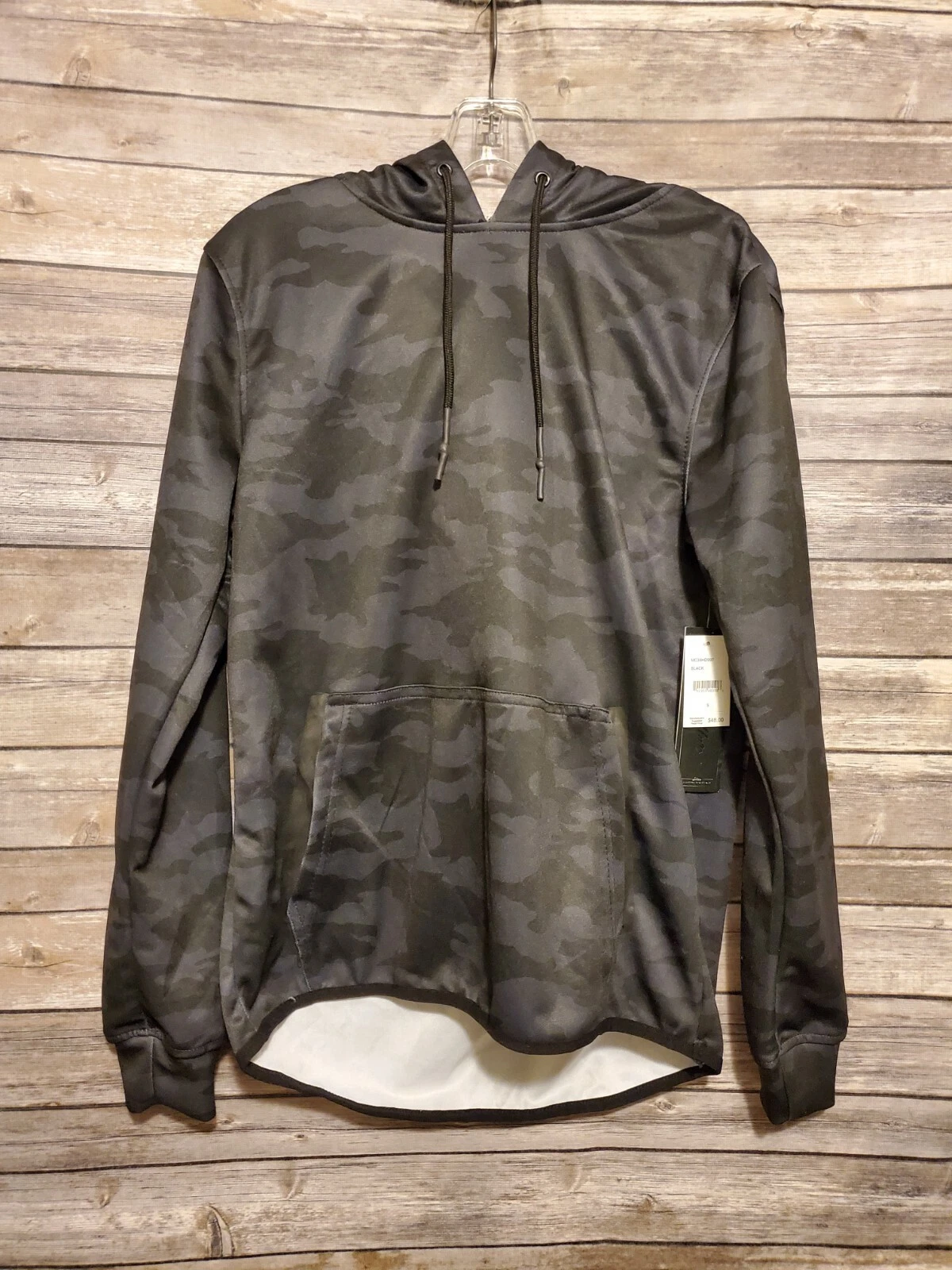 Modern Culture Men's Black Camoufl Striped Light Pullover Hoodie Size Small NWT