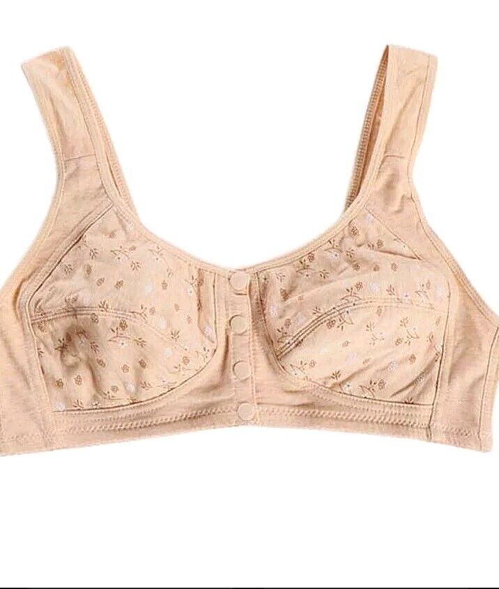 Women Plus Size 4XL Nursing Bra Snap Front Wireless Padded Beige