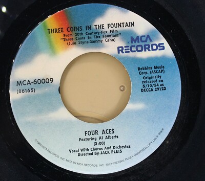 FOUR ACES 45rpm REISSUE Three Coins in the Fountain b/w A Garden In the Rain 