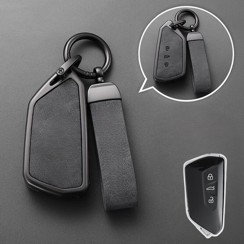 Genuine Leather Car Key Fob Case Cover For VW ID.3 ID.4 Golf 8 GTD Mk8 Octavia - Picture 4 of 7