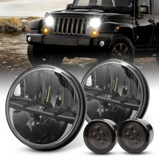 7 Inch Round Led Headlights Smoke Turn Signal Lights For Jeep Wrangler Jk 07-17