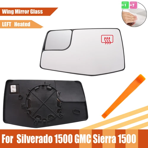 Left Side Mirror Glass For Chevrolet Sierra 1500 Silverado 1500  GMC 2019-2023