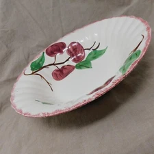 9.25" Round Vegetable Bowl Crabapple Pattern Blue Ridge Southern Pottery Handpt