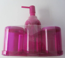 iDesign Bathroom Vanity 4 Piece Soap Pump Toothbrush Holder Canister Tray