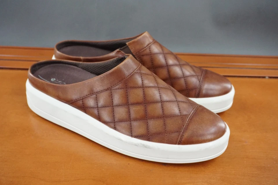 Ecco Soft 9 II Quilted Mule Shoes Womens 11.5 Brown Leather Slip On Casual Clog - Image 3 of 4