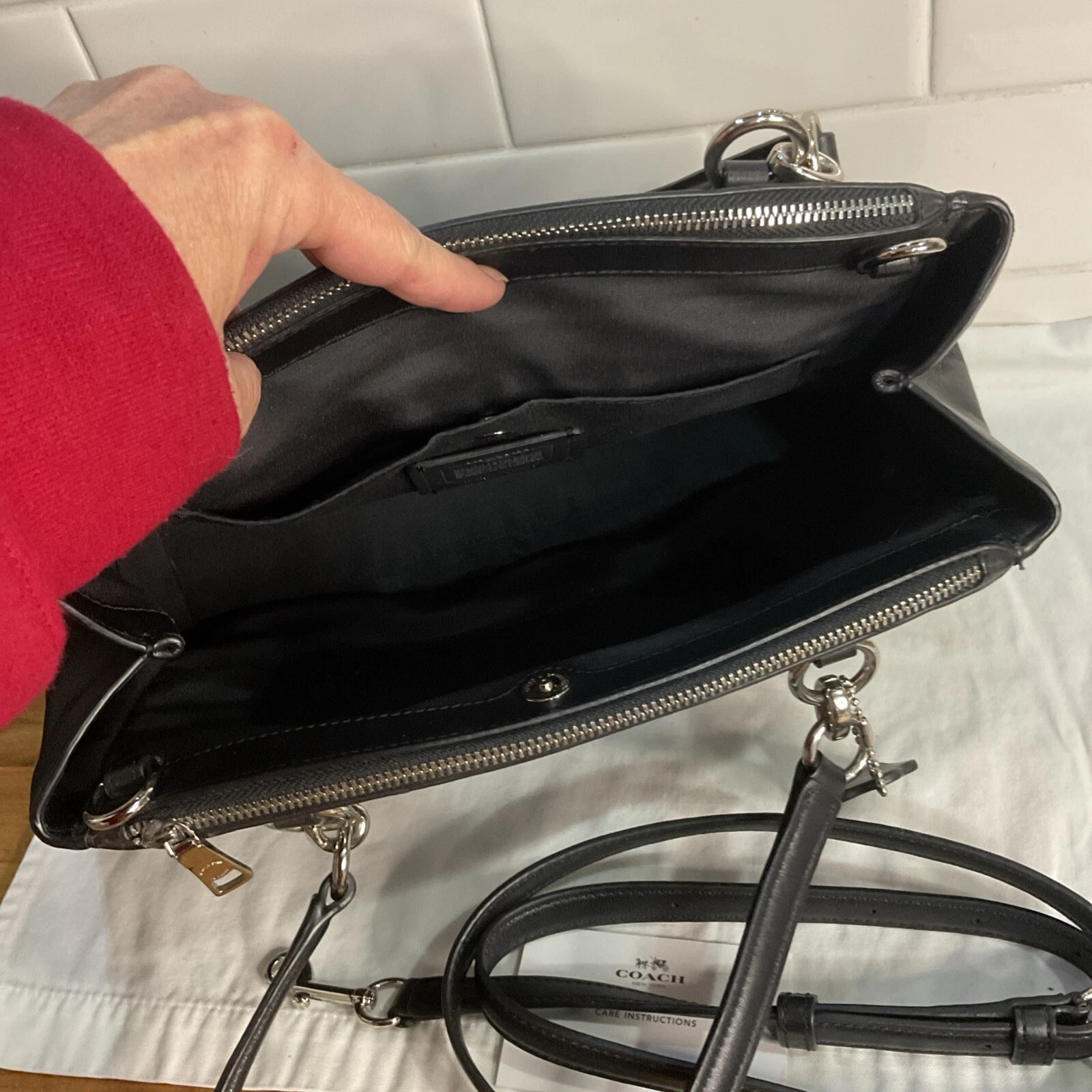 Coach F58291 Borsa a tracolla firmata Christie nera e grigia