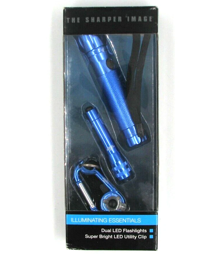 SHARPER IMAGE 3 Piece Flashlight set 2 Handheld Flashlight + LED utility clip - Image 3 of 3