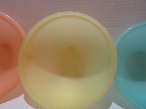 VTG MCM 4 PC TUPPERWARE WONDERLIER BOWL SET PASTEL COLORS SHEER SEALS 1950'S - Picture 5 of 13