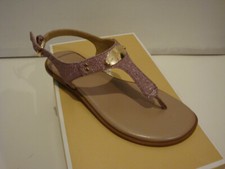 NIB NEW Women MICHAEL KORS Plate Slingback Thong Sandals Signature Soft Pink 6
