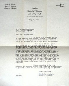 1944 Vintage Law Office Letter – Babcock & Champion Atlantic City, NJ – WWII Era