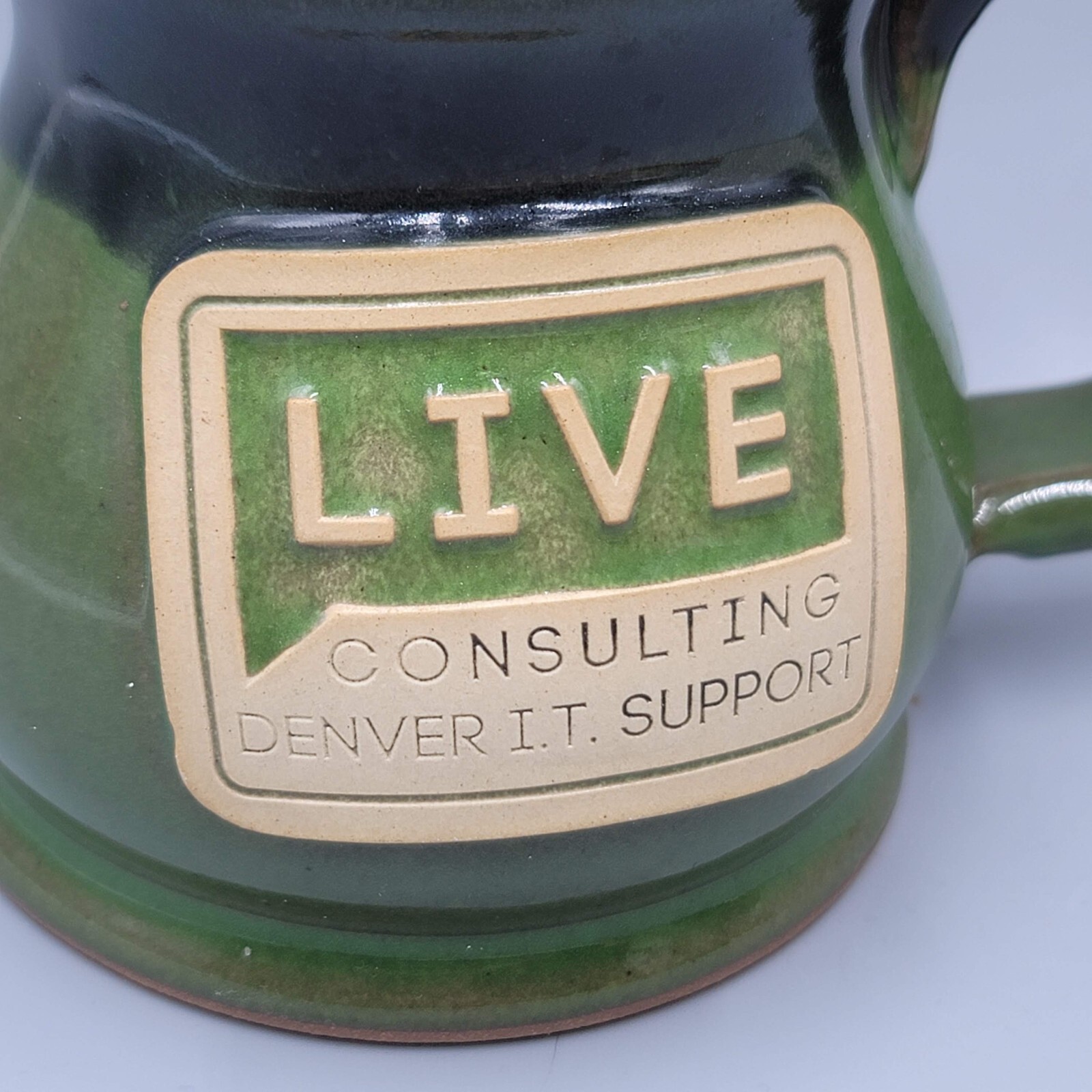 Sunset Hill Stoneware Coffee Mug Green LIVE Consulting Denver IT Support