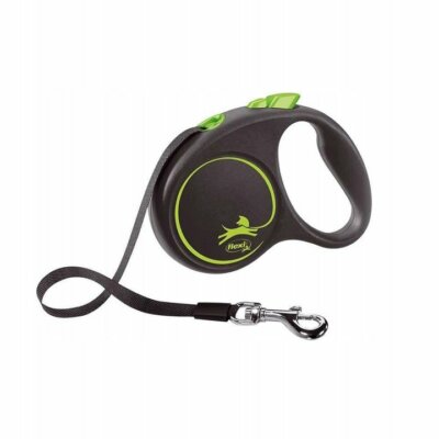 FLEXI Automatik-Leine Schwarz Design L-Gurt 5 m grün