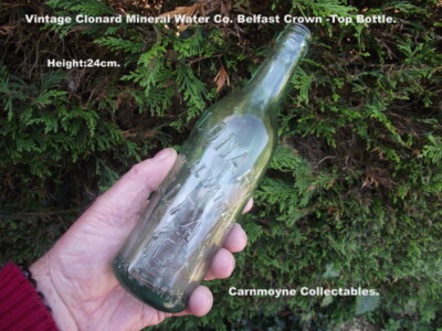 Vintage Clonard Mineral Water Co.Ltd Belfast Crown-Top Aqua Glasflasche.AH7908.