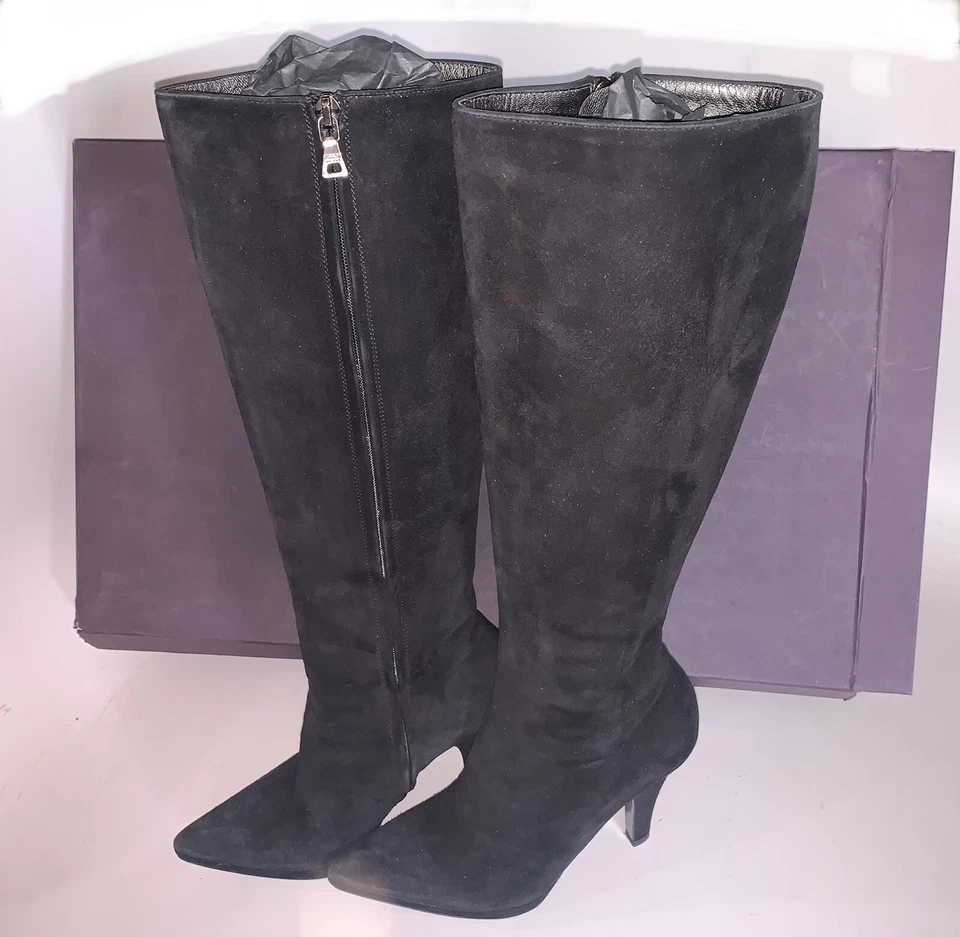 Womens Authentic Prada Knee High Stiletto Boots Black EU Size 36 w/ Original Box - Image 2 of 4