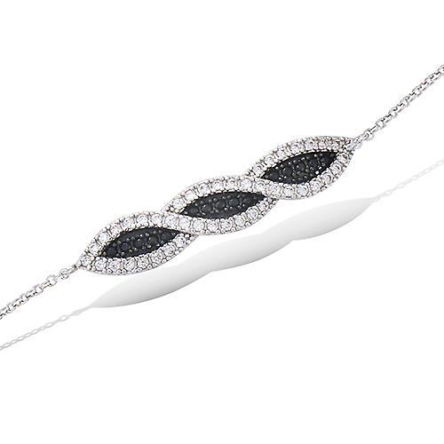 Bague Dolly-Bijoux T56 Rhodié Multi-rail Micro-sertie Diamant CZ Argent - Neuf Avec étiquettes