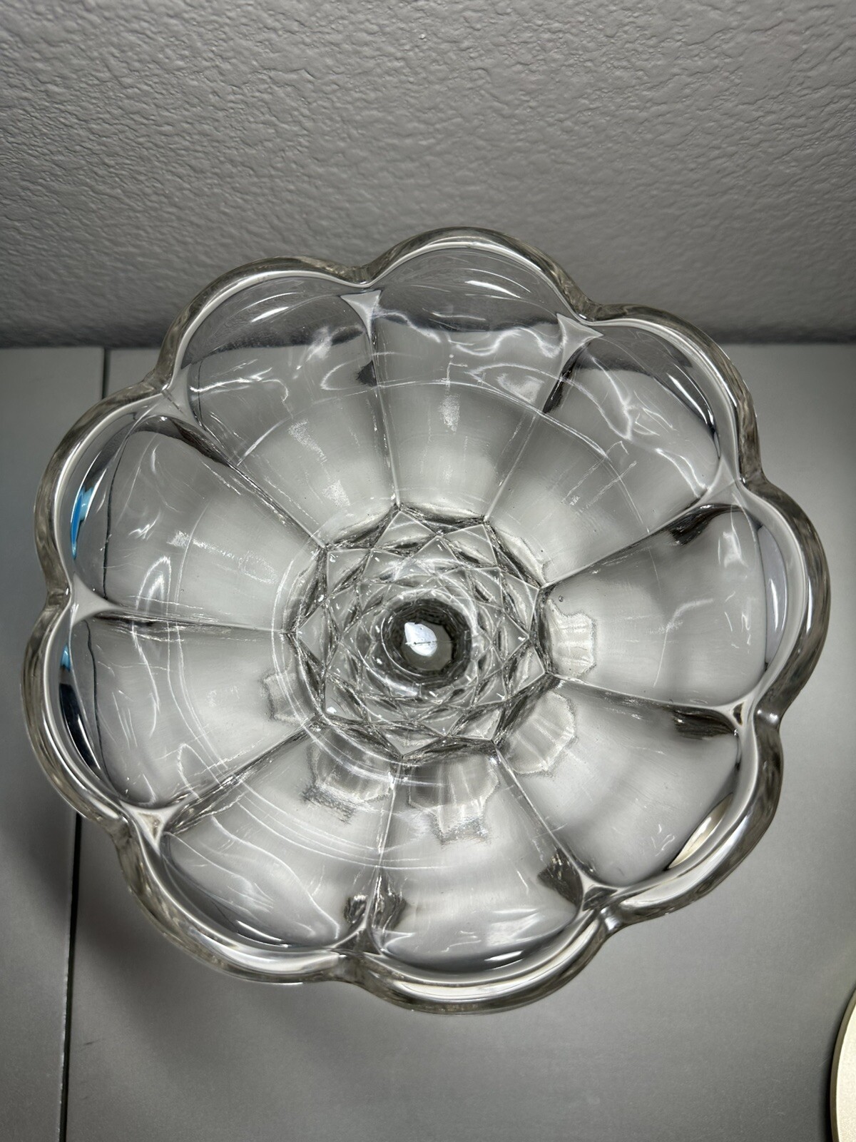 ANTIQUE CLEAR FLINT GLASS EAPG PATTERN GLASS COMPOTE HONEYCOMB WITH OVALS