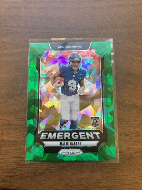 2024 Panini Prizm - Malik Nabers Emergent Green Cracked Ice Prizm No.6 (RC) 🔥🧊