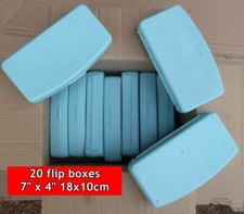 20 Small Plastic Flip top Bait Box 18x10cm 7"x4" Container Storage tub