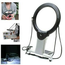 2X 6X Large Magnifying Glass With Led Light Magnifier Reading Hands Free Tool CS