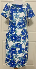 NWT Calvin Klein size 6 white blue green floral short sleeve sheath dress