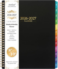 2026 Planner 8X10 Black Weekly Monthly Scheduling Organizer With Twin Wire Bi...