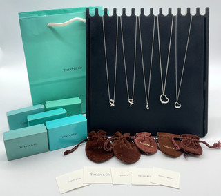 Auth Tiffany&Co.SV925 Open/Loving Heart/Teardrop Necklace Set5 W/B/D SK120479