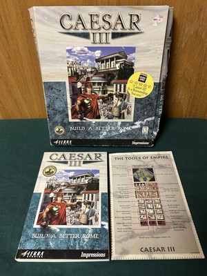 CAESAR III Build A Better Rome Manual, Ref. Guide, Big Box, NO Game 1998 PC CD W