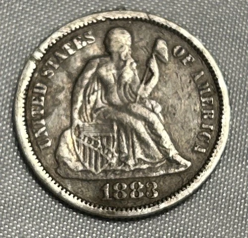 1883 Seated Liberty Silver Dime 10C - Well Defined With Hobo Art Tails