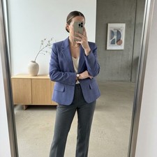 Pendleton Womens 100% Virgin Wool Blazer Blue Single Button Made in USA Size 10