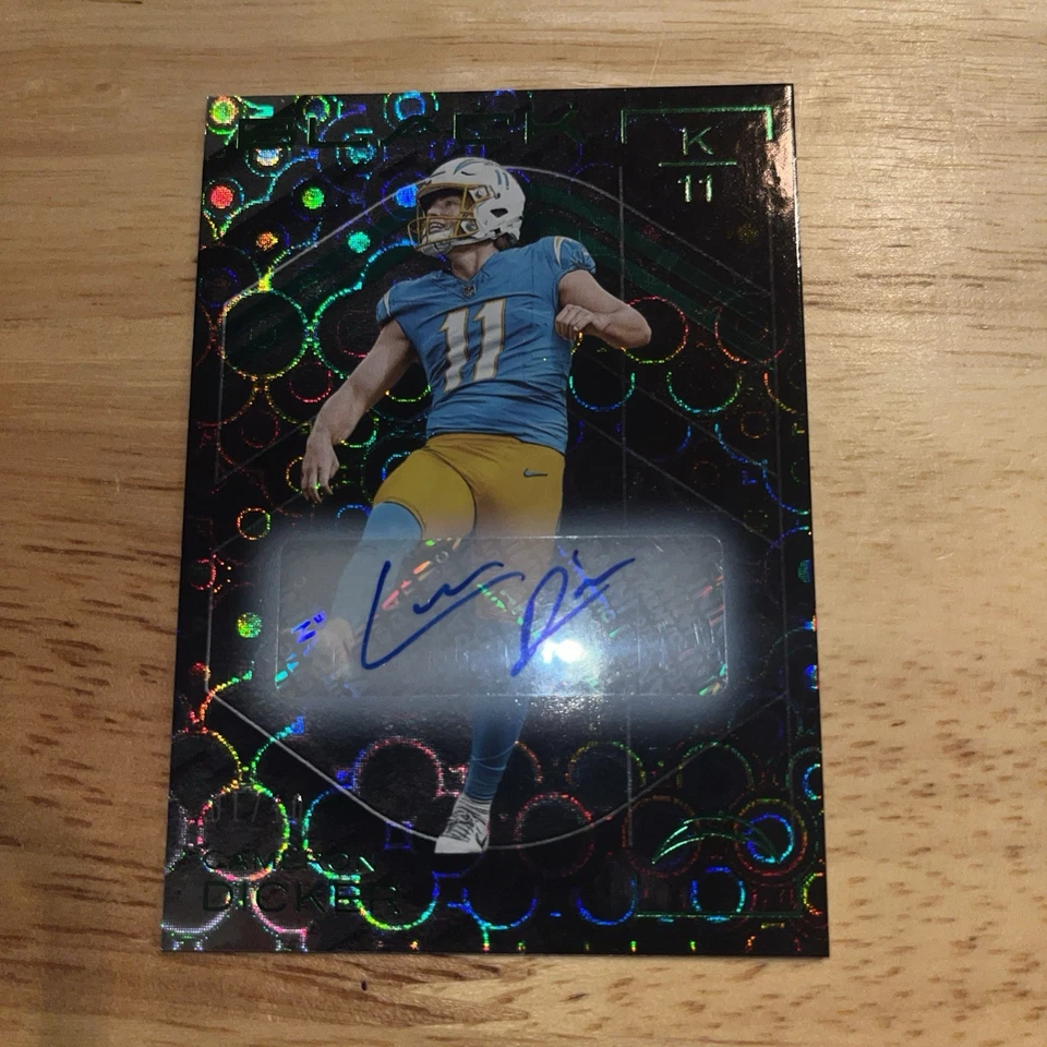 2025 Panini Black Green Cameron Dicker Autographed 01/10 FOTL SAN DIEGO CHARGERS - Image 2 of 4