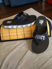 Juicy Couture J-SANDY Black Rhinestone Platform Flip Flops Sandals Size 7 NWT