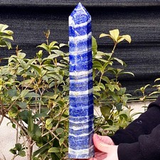 4.08LB Large Natural lapis lazuli jasper Quartz obelisk crystal Reiki healing.