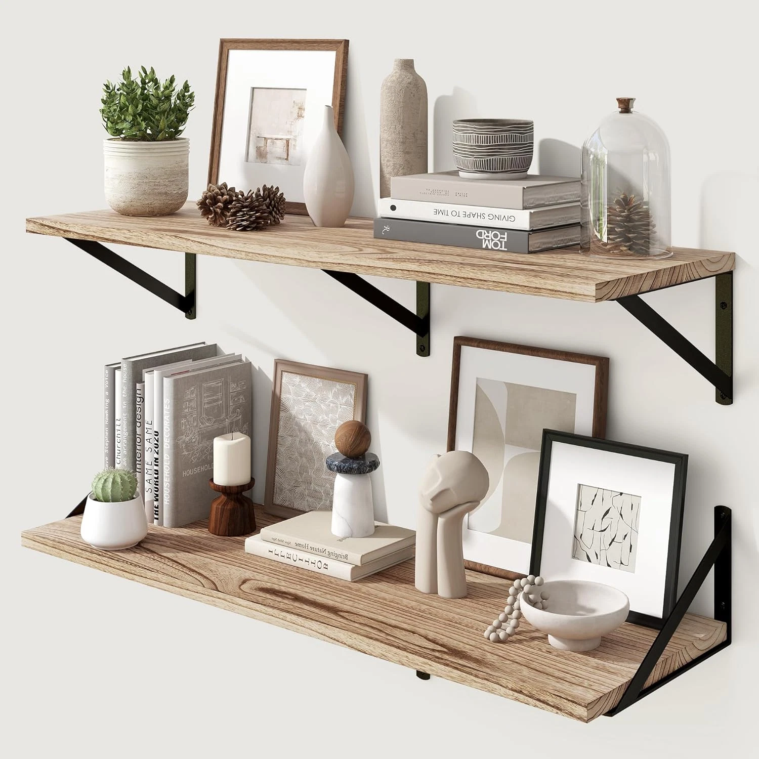 Rustic Deep Floating Shelves - 36"x12" Set of 2 for Living Room & Bedroom