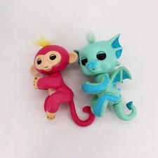 WowWee Fingerlings Monkey Bella Pink  Dragon Noah Aqua Lot 2 Tested