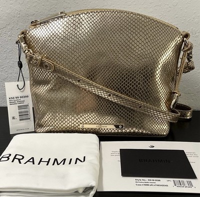 NWT Brahmin Gold Snake Print Mini Duxbury Crossbody Bag
