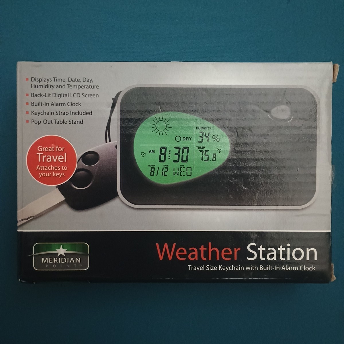 Meridian Point Weather Station Travel Size Keychain w/ Alarm Clock WS-12/2059