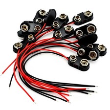 20 PCS 9v Battery Connector I Type Clip Long Cable Hard Plastic Shell DIY