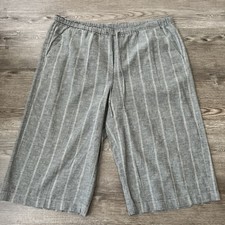 Eileen Fisher Wide Leg Crop Pants Womens L Gray Hemp Linen Blend Cropped