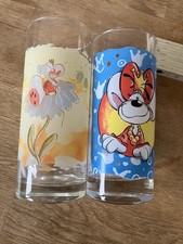 2 Diddl Gläser aus unterschiedlichen Serien, 1. Glas 16 cm, 2. Glas 15 cm hoch