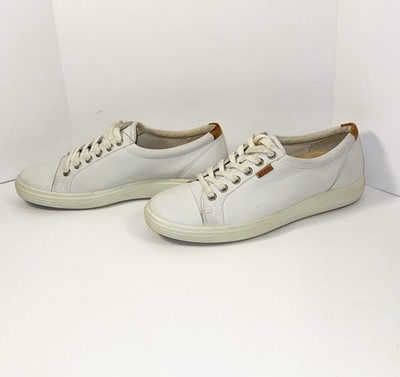 ECCO Soft 7 Leather Sneaker Lace Up White Casual Comfort Walking Travel Sz 8/39
