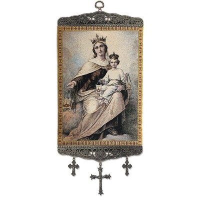 Our Lady Mount Carmel Large Tapestry Icon Banner Crosses 18x8''