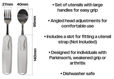 Großes Gabel- und Löffel-Set mit Griff für ältere Behinderte Arthritis Parkinson