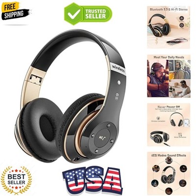 Bluetooth Headphones Over Ear, 6S Wireless Headphones Wired with 6 EQ Modes, ...