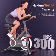 Exercise Bike, Indoor Cycling Bike Stationary Bike for Home w/Silent Belt Drive