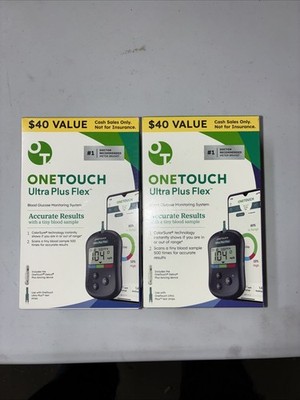 2 Pack One Touch Ultra Plus Flex Blood Glucose Monitoring System Exp 2029 Sealed