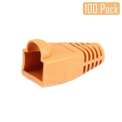 100 Pcs Network RJ45 Cable Ends Plug Connector Cap Cover Boots Cat6 Cat5 Orange